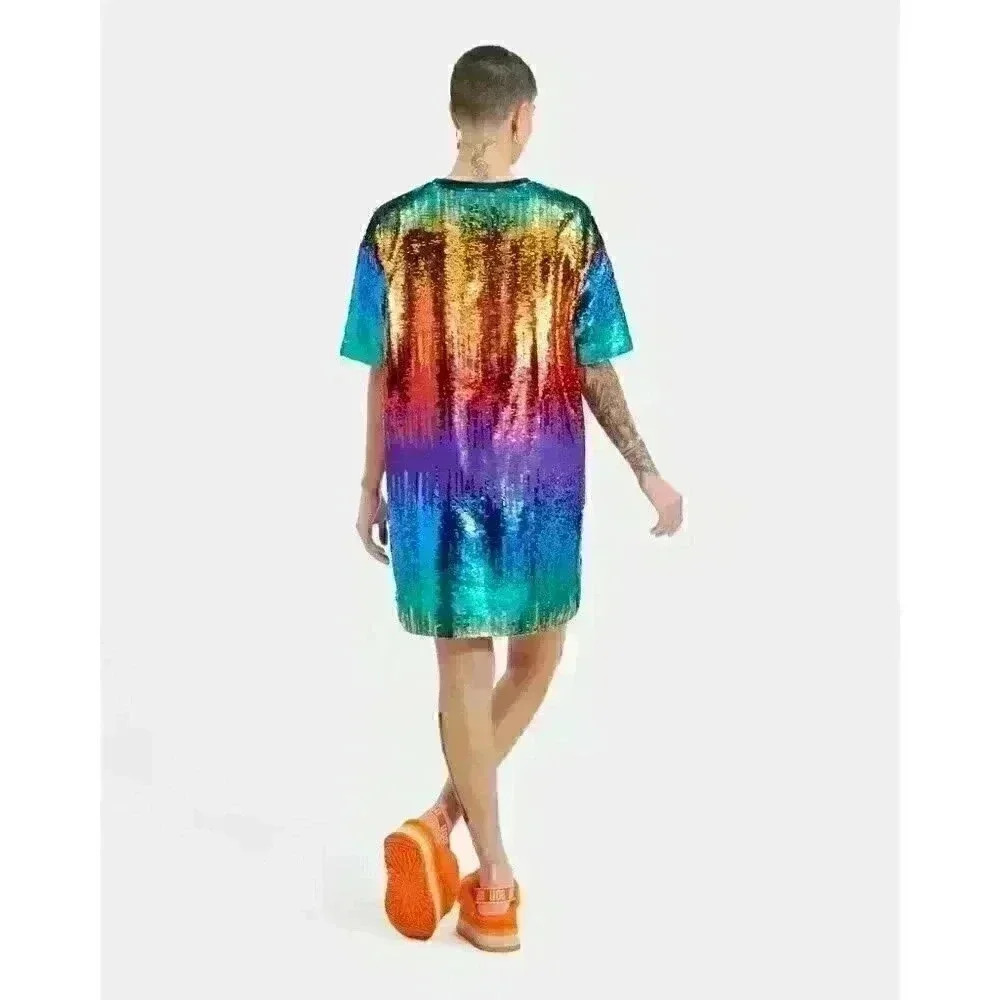 NEW UGG Women's S All Gender Zoey Sequin Tee Dress Pride NWT $248 - Picture 2 of 4